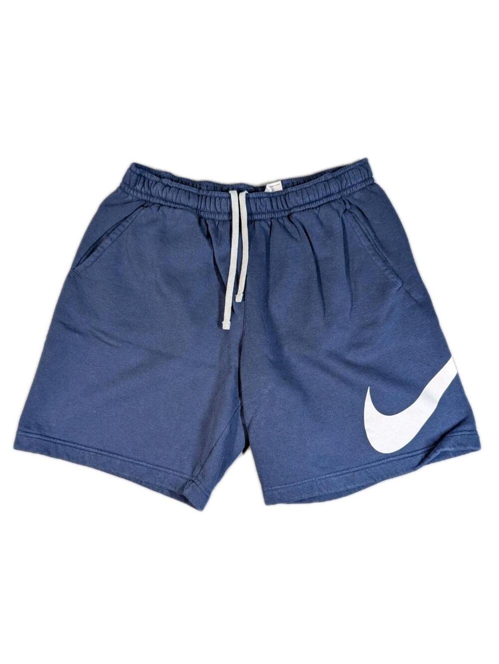 Nike Mens Large Blue Fleece Shorts Big Swoosh Athletic Gym Casual Streetwear